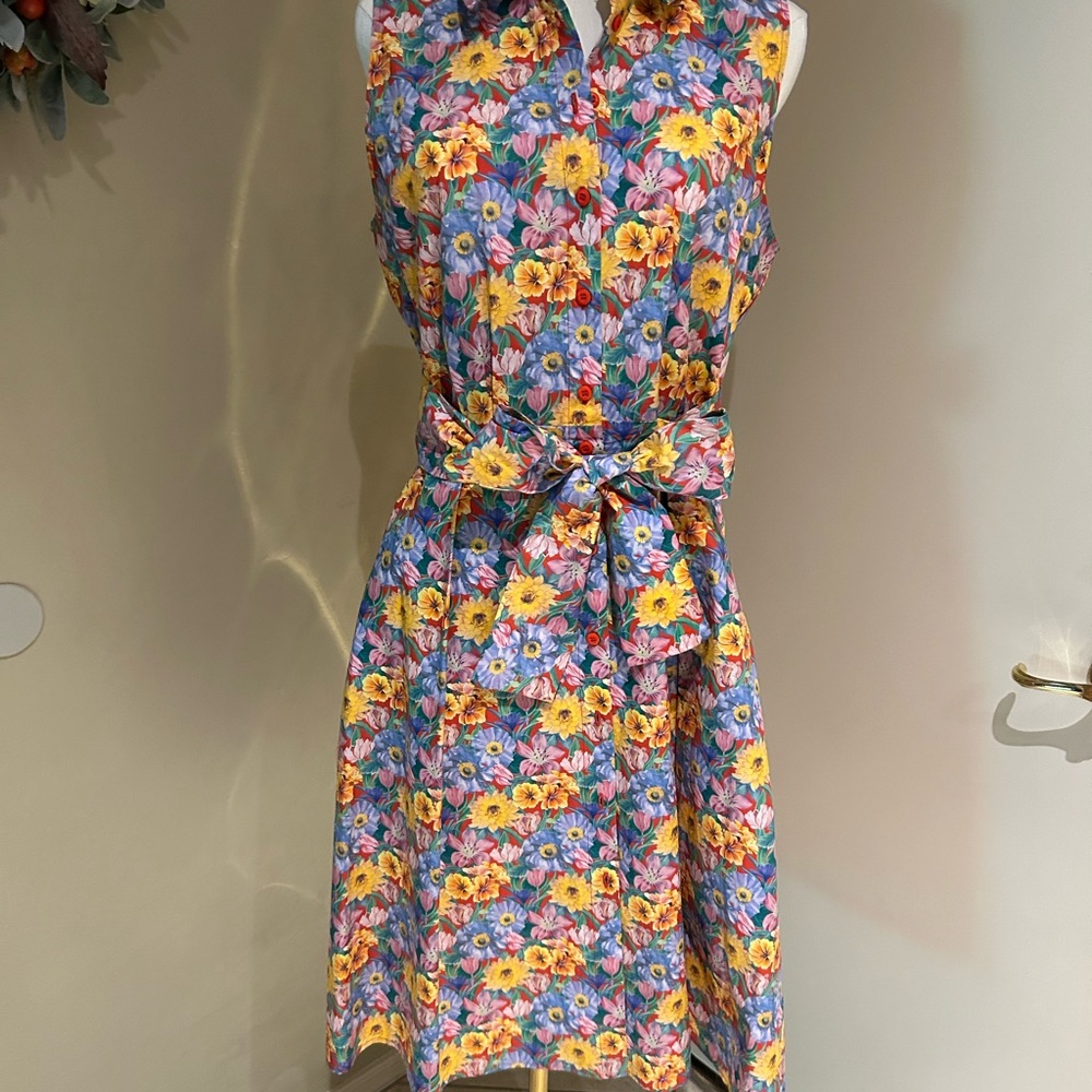 Antonio Melani Floral Sleeveless Button Down Dress with Self Belt